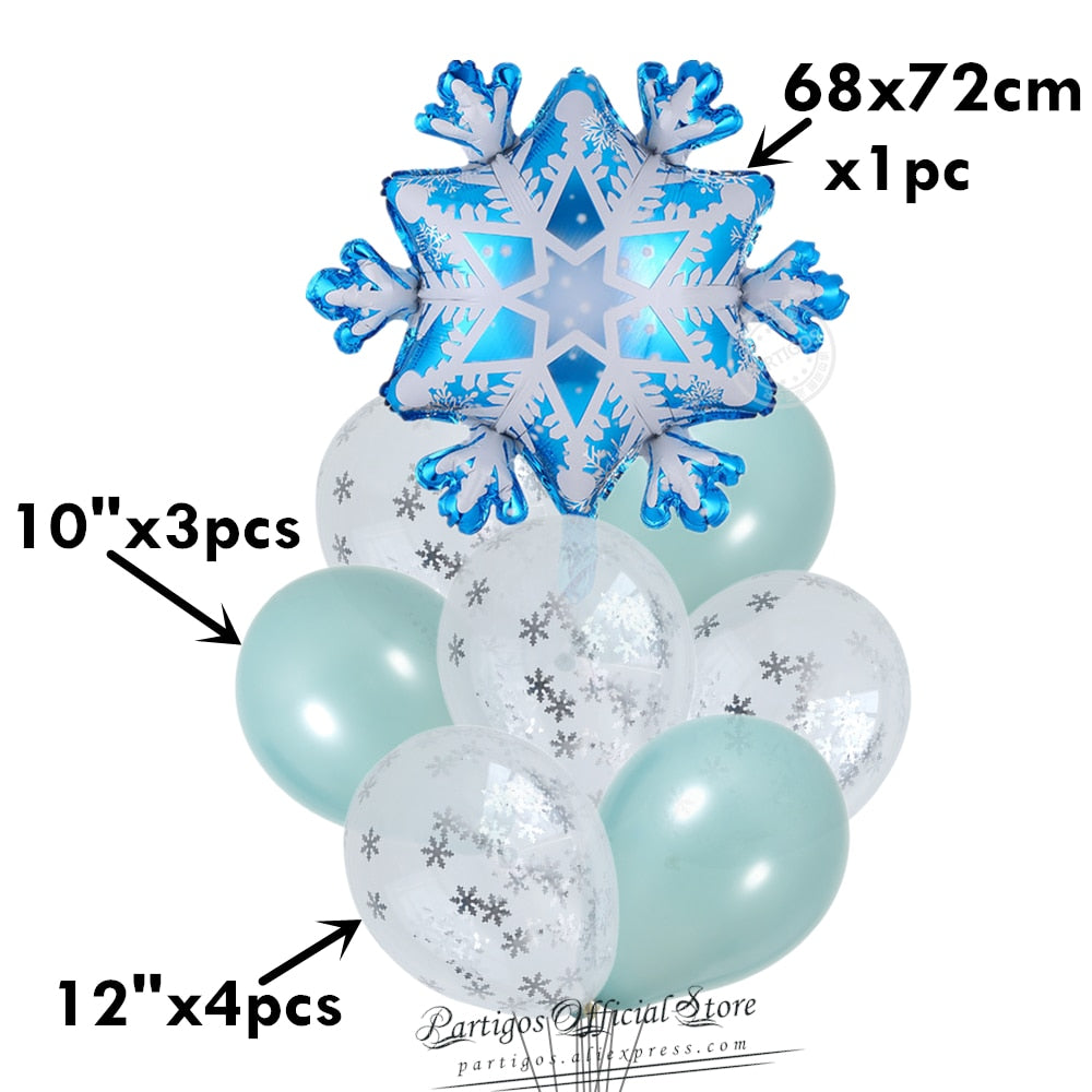 set Mix Snowflake Foil Balloons inch Ice blue number ballons Winter ice snow Party Birthday party Decoration Elsa Ballon 