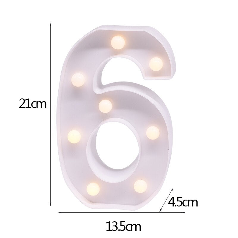 DIY LED Letter Numbers Night Light Wall Hanging Decoration Wedding Birthday Party Alphabet Digit Symbol Sign without Battery 