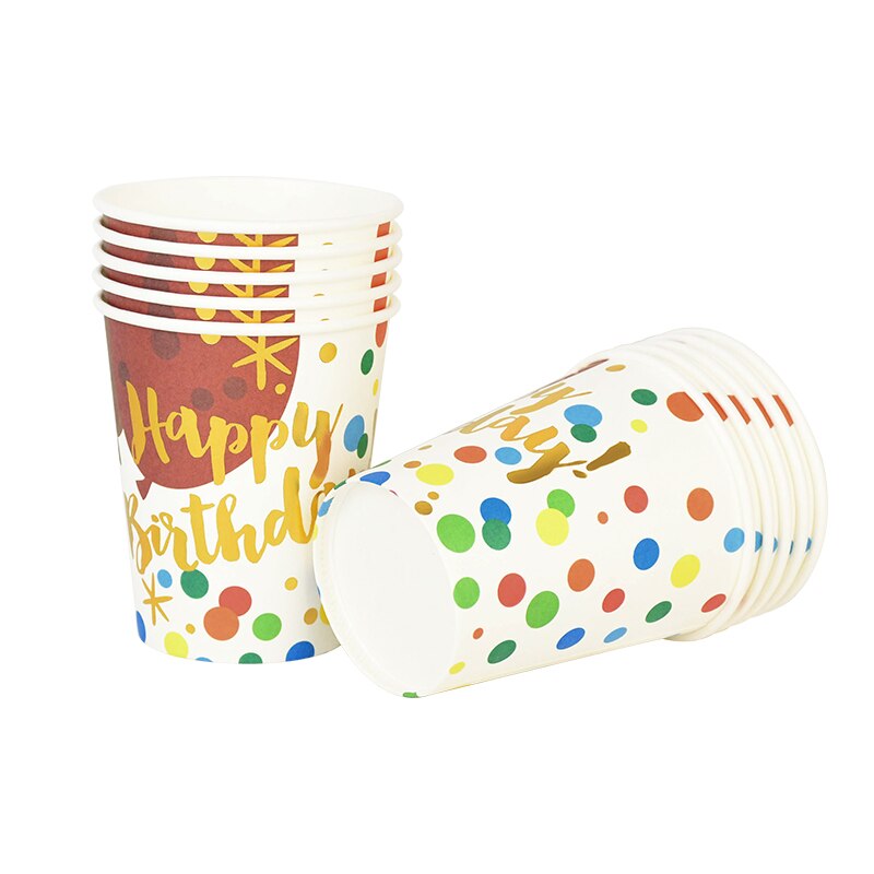 10pcs Party Disposable Paper Cups Colorful Dot Stripe Star Juice Cup Wedding Birthday Party Picnic Tableware Supplie Baby Shower PartyDecorHQ