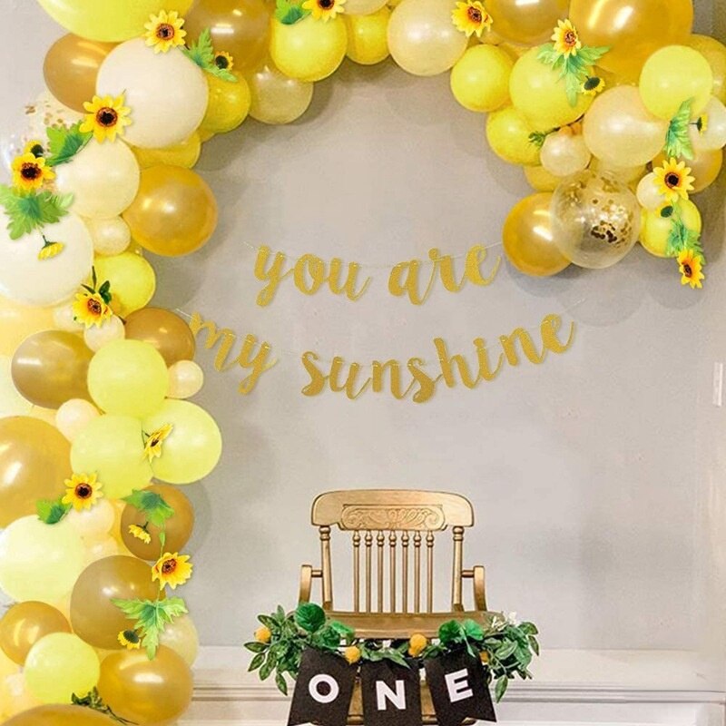 Sunflower Party Decoration Yellow Balloon Arch Set Kids Birthday Baby Shower Supplies Sunshine Banner Inflatable Decorations