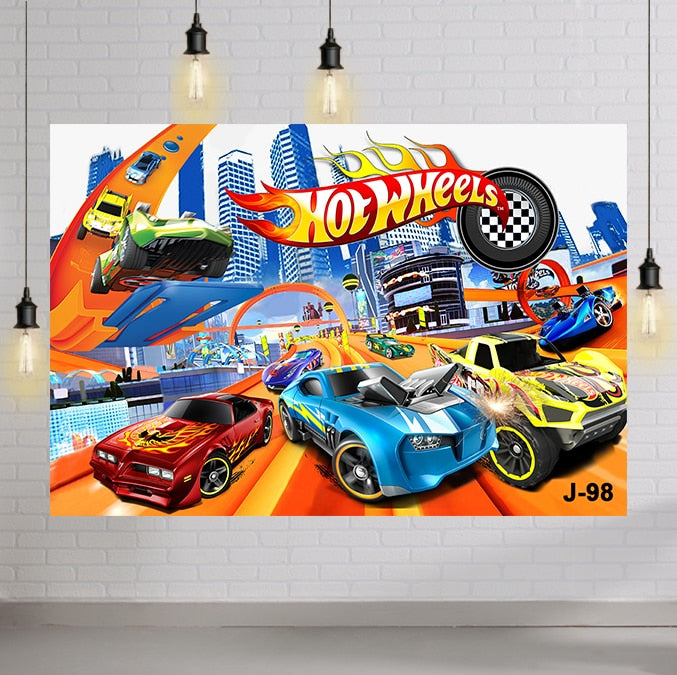 Racing Car Backdrop Hot Wheels Wild Racer Runway Boy st Birthday Party Custom Photography Background Photo Booth Decor Supplies 