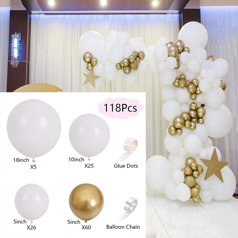 100Pcs Macaron Balloons Arch Set White And Gold Balloon Garland Baby Baptism Shower Wedding Birthday Party Balloon Decoration PartyDecorHQ