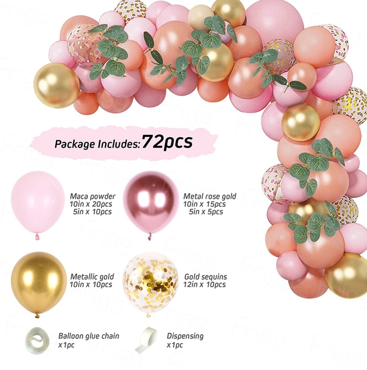 Macaron Pink Balloon Garland Arch Kit Wedding Birthday Party Decoration Kids Globos Gold Confetti Latex Ballon Baby Shower Girl Inflatable Decorations