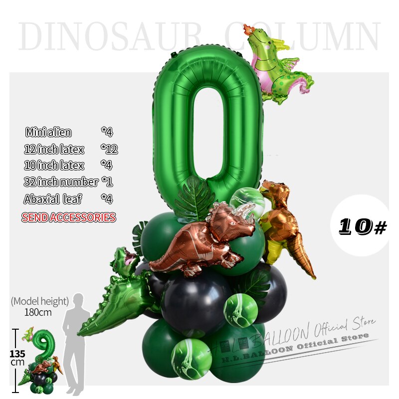 pcs/Set Jungle Party Balloons Tropical Dinosaur Number Balloon Safari Palm Leaf Animal Birthday Decoration Kids Baby Shower 