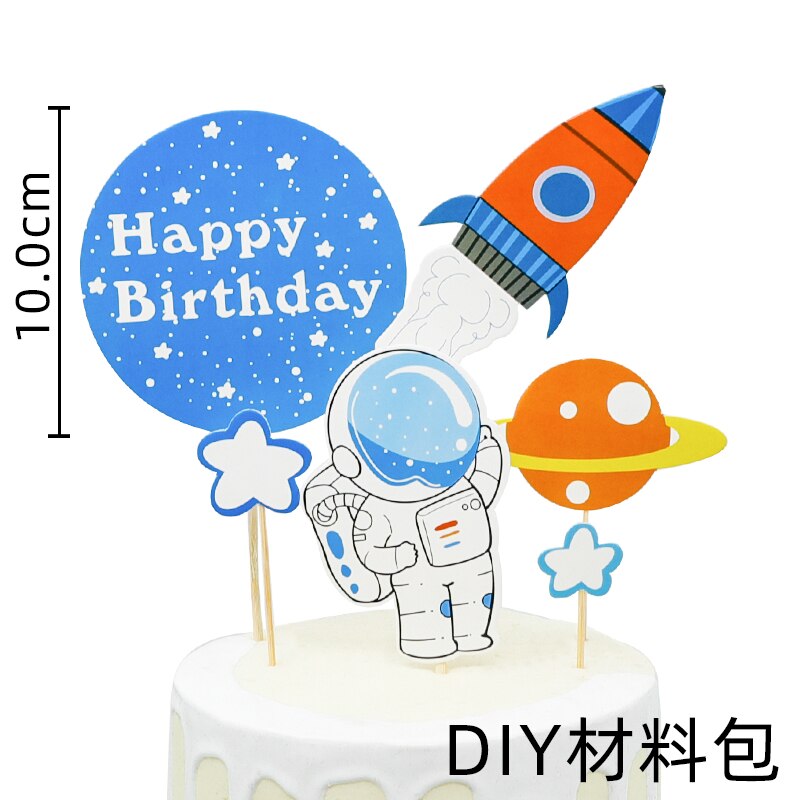 Space Birthday Decor Cake Topper Astronaut Decoration Alien Cakes Toppers Boy Party Gifts 