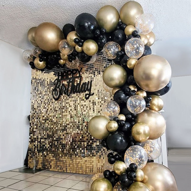 Black Gold Balloon Garland Arch Happy Birthday Party Decoration Kids Graduation Latex Baloon Wedding Decor Inflatable Decorations