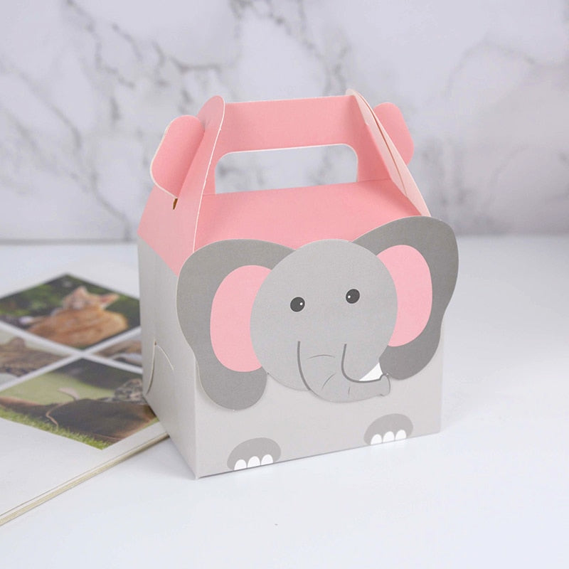 5Pcs Cute Animals Candy Box Lion Elephant Portable Biscuit Box Wild Jungle Birthday Party Decor Gift Box Baby Shower Supplies PartyDecorHQ