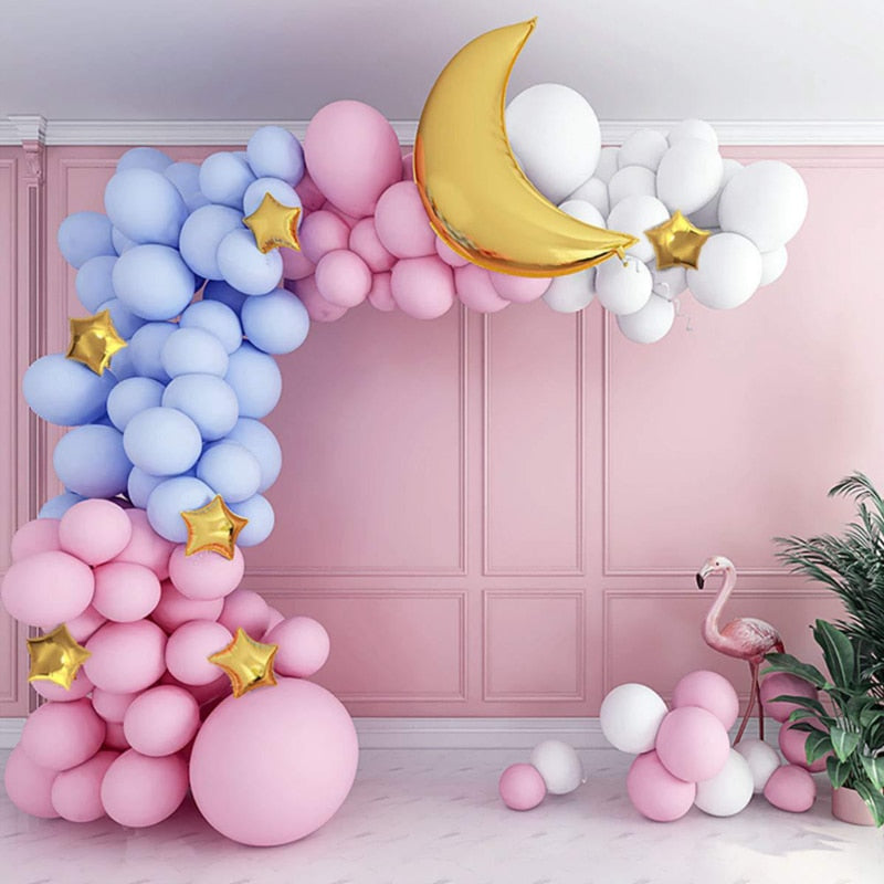 Balloon Arch Set Pink Blue White Confetti Garland Wedding Baby Baptism Shower Birthday Party Balloons Decoration Inflatable Decorations