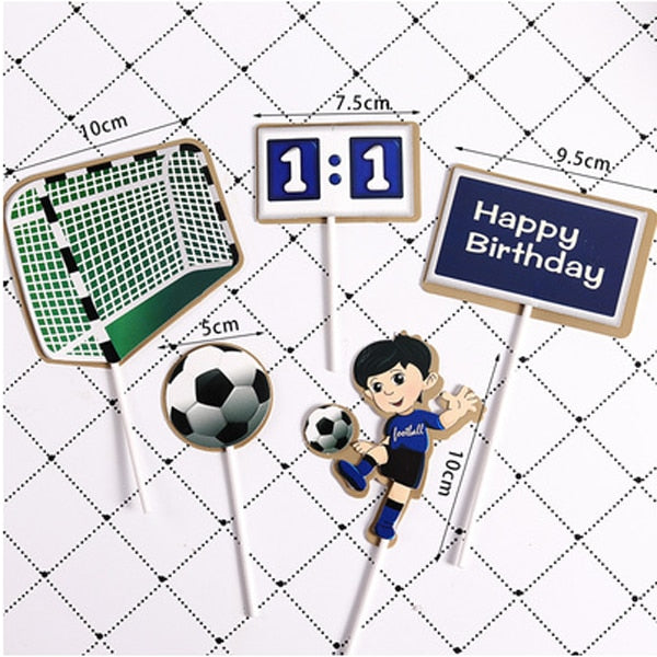 Football Cake Topper Decor Soccer Boy First Happy Birthday Footbal Treat Theme Dessert Decoration 