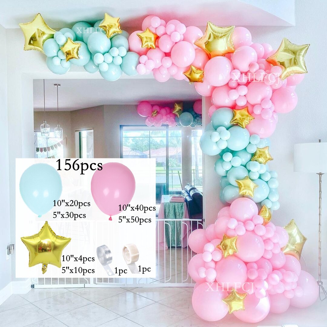 pcs Pastel Macaron Pink Blue Balloons Garland Arch Kit Gold Star Baby Shower Birthday Party Decor Wedding Globos Inflatable Decorations