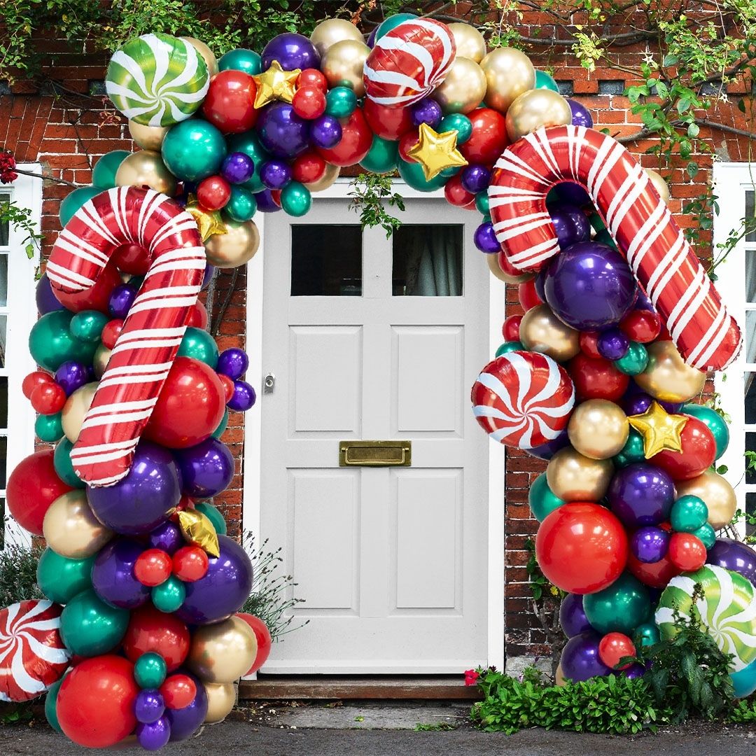 pcs Christmas Balloon Garland Cane Lollipop Latex Gold Green Chrome Balloons Party Decorations Xmas Globos Navided Inflatable