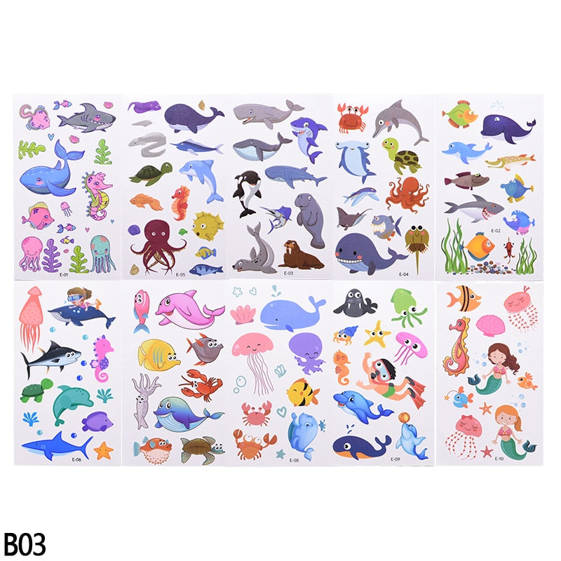 Children Cute Cartoon Animal unicornTemporary Tattoo Stickers Baby Shower Kids Body Makeup Sticker Tattoos 