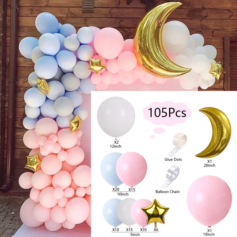 Balloon Arch Set Pink Blue White Confetti Garland Wedding Baby Baptism Shower Birthday Party Balloons Decoration Inflatable Decorations