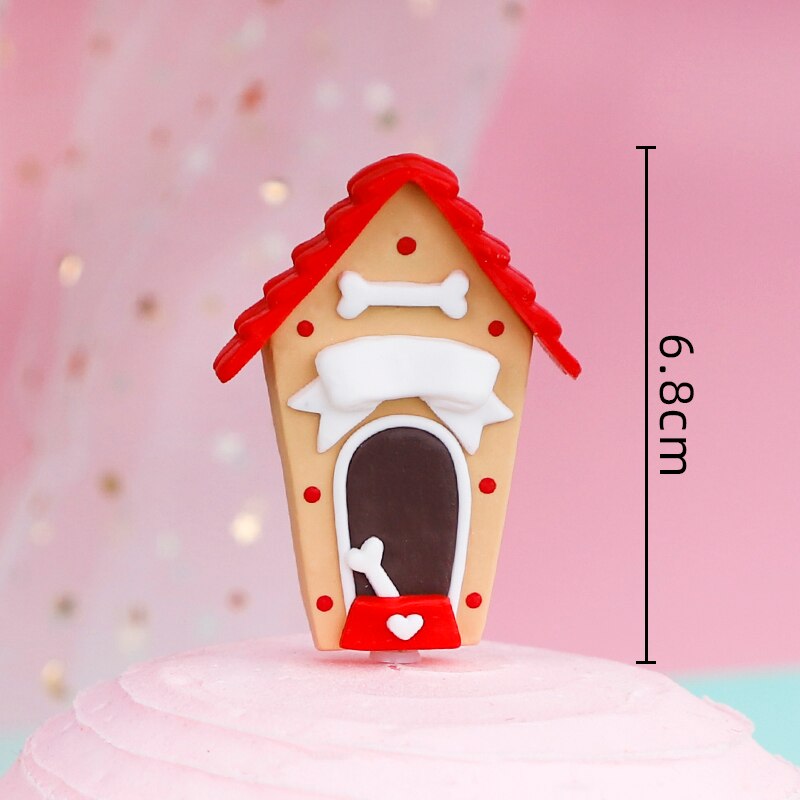 Toy Cabin Bear Resin Happy Birthday Cartoon Party Cake Topper Kids Baby Shower Baking Accessories Supplies Toppers 