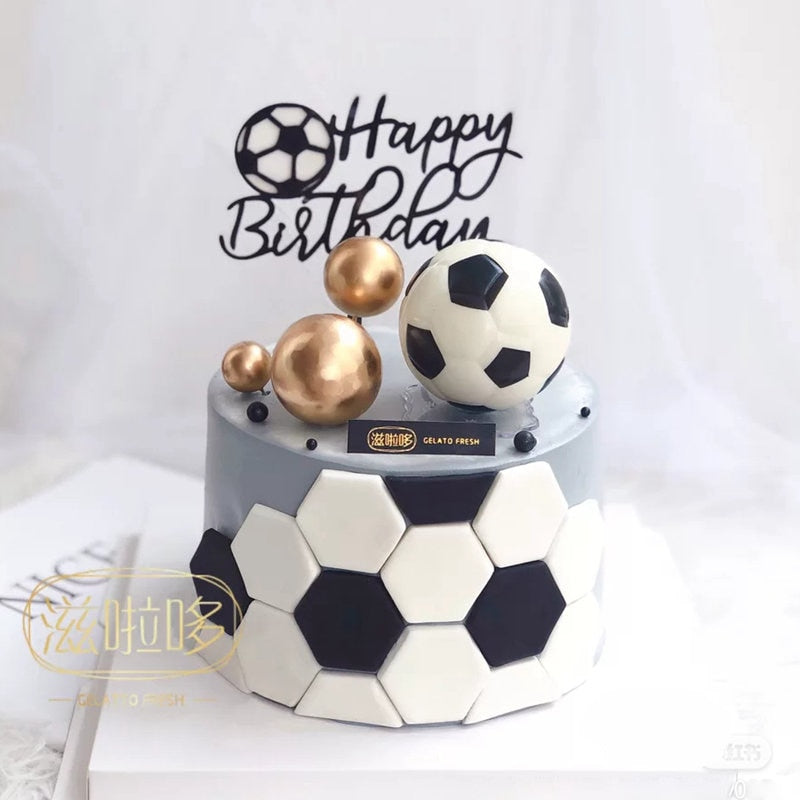 Football Cake Topper Decor Soccer Boy First Happy Birthday Footbal Treat Theme Dessert Decoration 