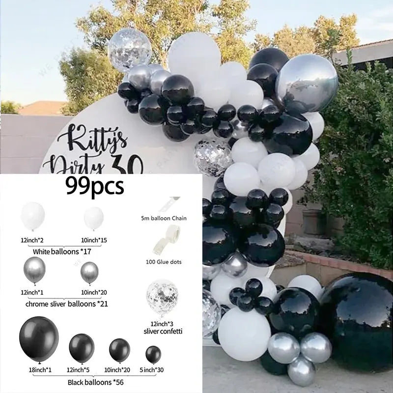 Black Gold Balloon Garland Arch Kit Confetti Latex th Birthday Party Adults Baby Shower New Year Decorations Inflatable