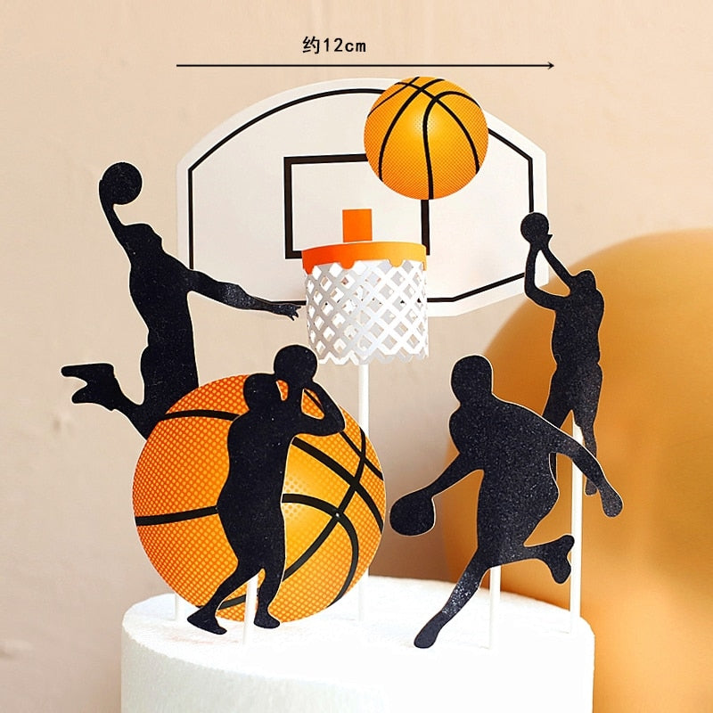 1Set/lot Basketball Theme Party Happy Birthday Banner Cake Topper Kids Boy Birthday Party Basketball Cake Decorations Supplies PartyDecorHQ