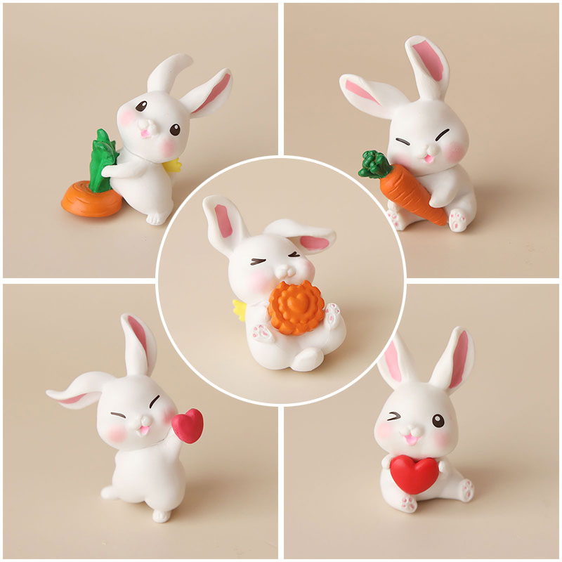 Rabbit Birthday Anim Cake Topper Happy Kid Carrots Heart Baby Favors Animals Party Cakes Shower Gifts 