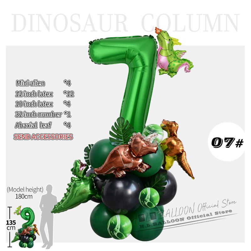 pcs/Set Jungle Party Balloons Tropical Dinosaur Number Balloon Safari Palm Leaf Animal Birthday Decoration Kids Baby Shower 