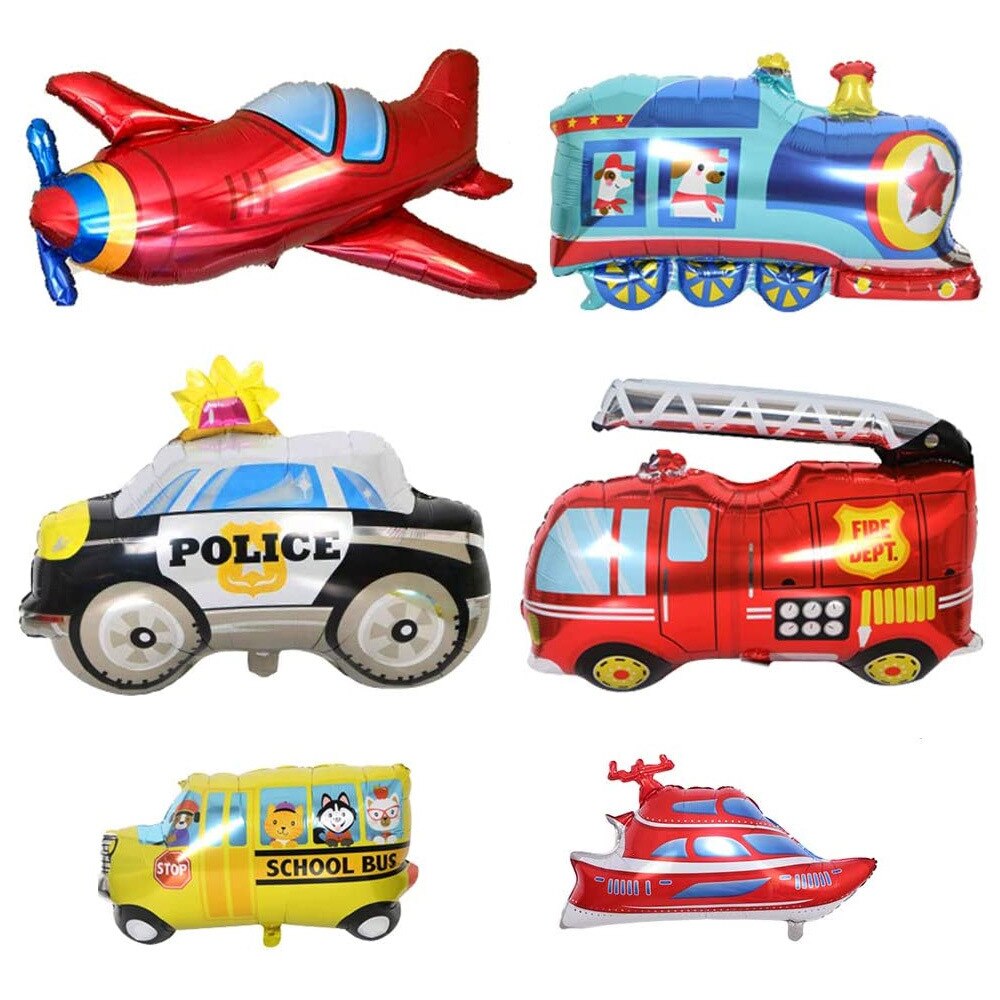 Transportation Theme Party Balloons Garland Cartoon Airplane Car Train Foil Arch Kit Boy Kids Birthday Decorations Inflatable