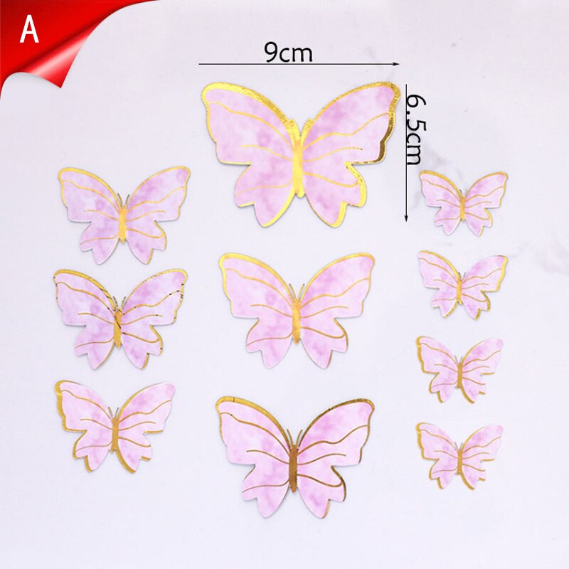 New Happy Birthday Cake Topper Butterfly Handmade Painted Decoration Tools Wedding Party Baby Shower 