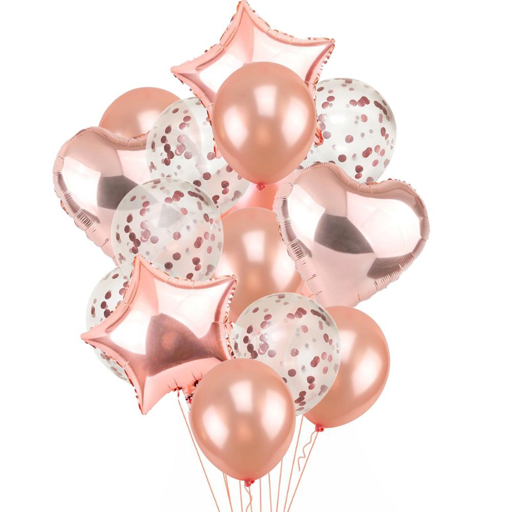 Mix Rose Gold Balloon Confetti Ballon Foil Heart Birthday Party Wedding Balloon Decoration Gift Baby Shower Bridal Shower PartyDecorHQ