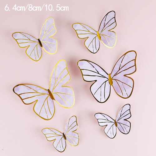 Butterflies Feathers Chiffon Moon Boat Girl Lace Flower Acrylic Cake Topper Happy Birthday Wedding Party Decoration Love Gift 