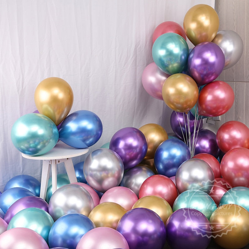 Chrome Metal Balloon inch Helium Latex Balloons Birthday Party Decoration Wedding Room Decor Baby Shower Globos Supplies 