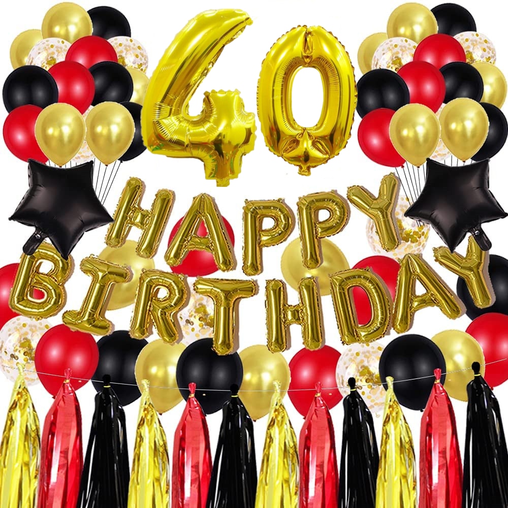 pcs Golden th Birthday Party Decorations inch Letter Balloons Banner Tassels Garland Number Latex Balloon 