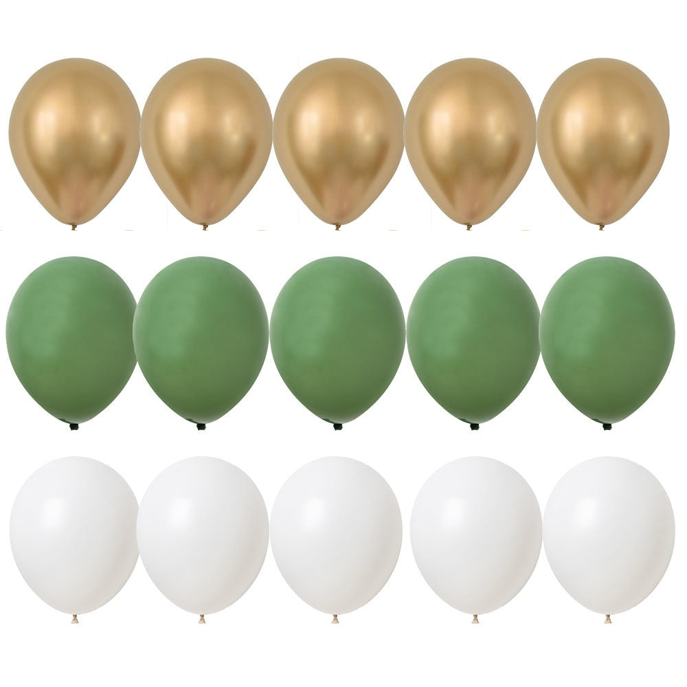 PCS inch Balloon Kit Retro Green White Gold Balls Birthday Wedding Anniversary Jungle Summer Party Decor Home Supplies 