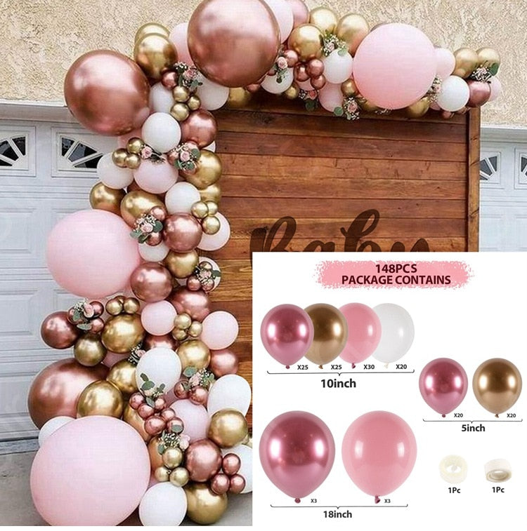 Macaron Pink Balloon Garland Arch Kit Wedding Birthday Party Decoration Kids Globos Gold Confetti Latex Ballon Baby Shower Girl Inflatable Decorations