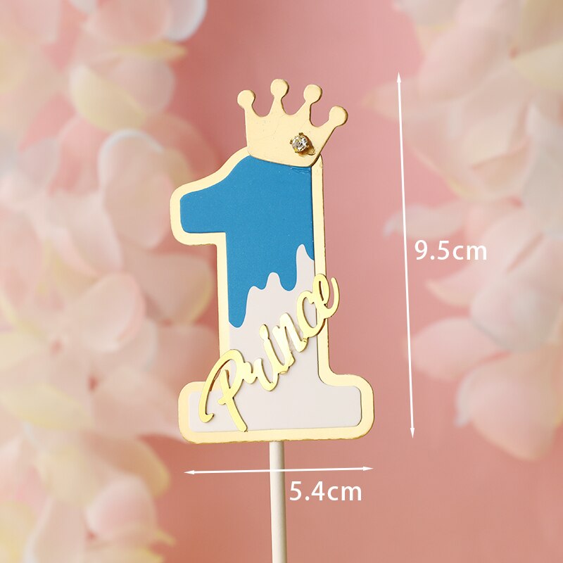 Number Cake Topper Decor Pink Blue Crown Butterfly Noble 1 2 3 Digit Baby Kid Happy Birthday Cake Decoration Dessert Supplies PartyDecorHQ