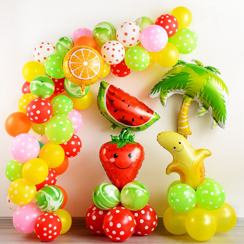 Balloon Arch fruit Garland Chrome Metallic Balloons Pink Globos Happy Birthday Summer Party Decorations Wedding Baby shower Inflatable