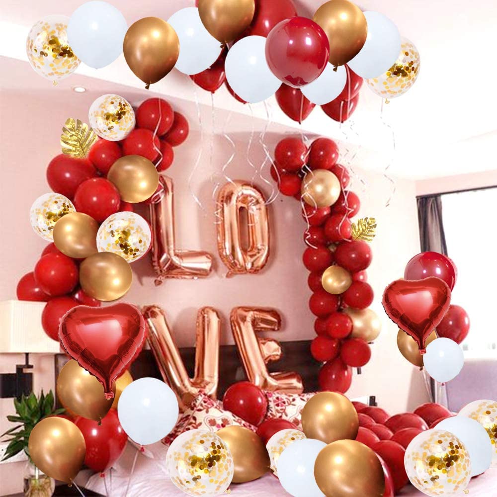 Pcs Birthday Party Decorations Red Gold Balloon Garland Arch Kit Girl Baby Shower Wedding Anniversary Supplies Inflatable