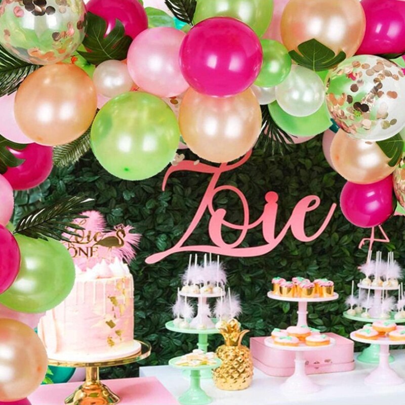 pcs Hawaii Birthday Party Decoration Pink Latex Confetti Balloon Garland Arch Kit Girls Baby Shower Supplies Inflatable Decorations