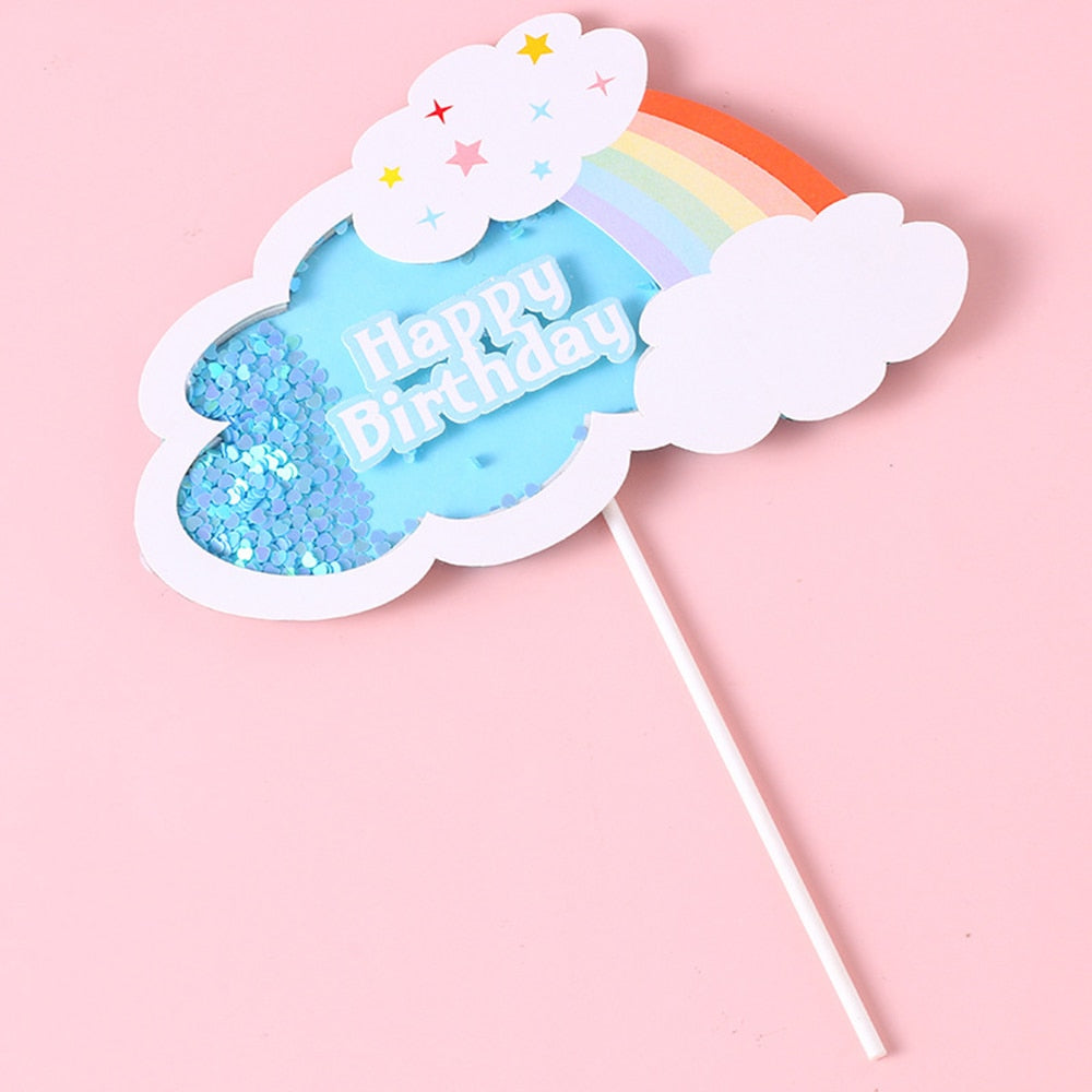 Cute Cartoon Cake Decorating Supplies Rainbow Clouds Topped Kid Birthday Party Decorations 