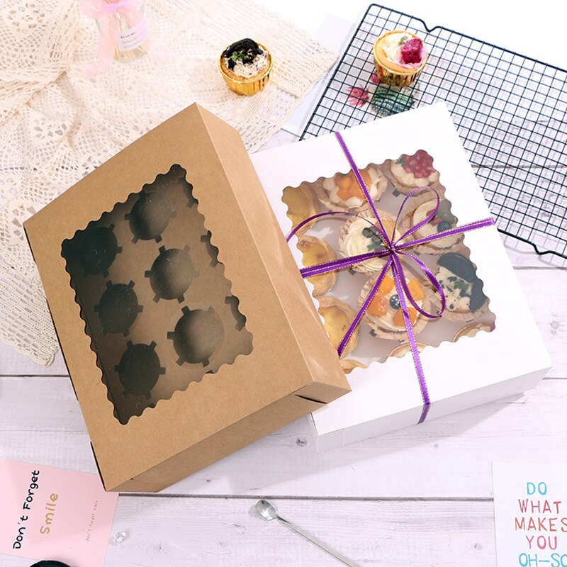 Pcs Cupcake Packing Box Transparent Window Muffin Cup Cakes Package Boxes Wedding Birthday Baby Shower Party Supplies 