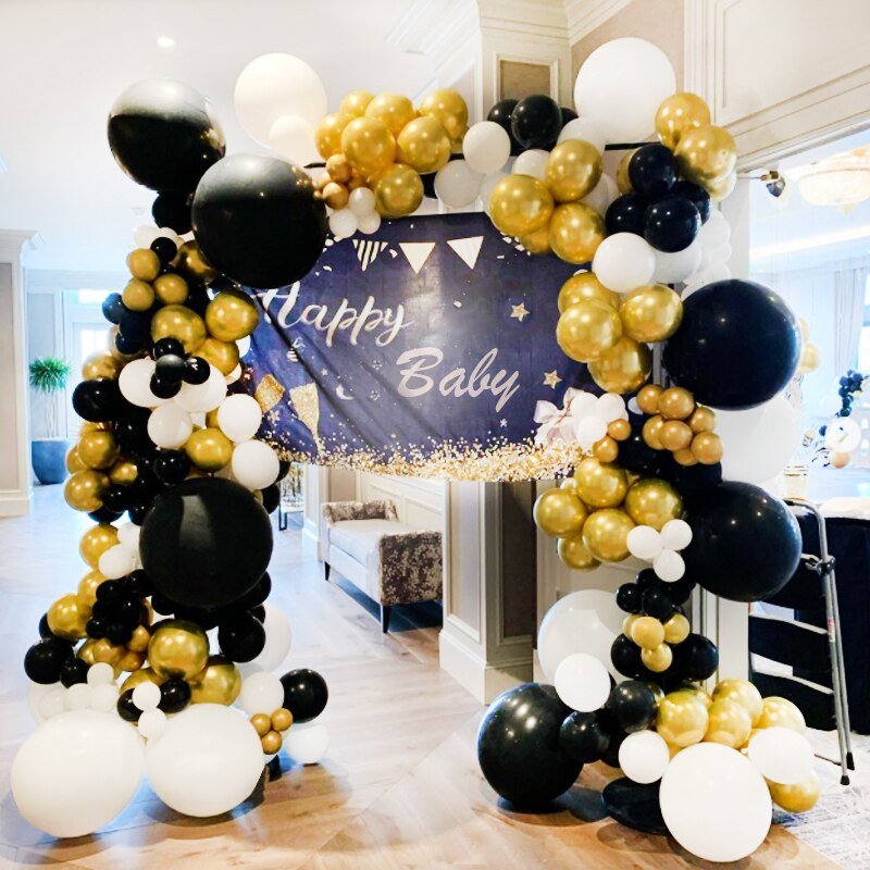 Pcs Balloons Arch Set White Black Gold Balloon Garland Baby Baptism Shower Kit Birthday Party Decoration Inflatable Decorations