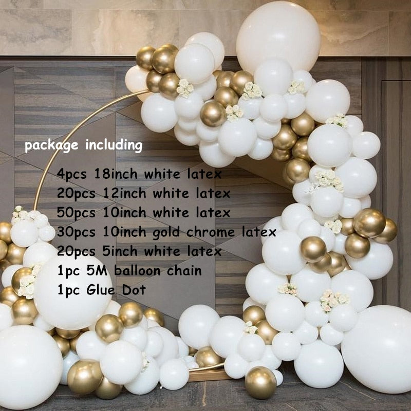 pcs/Set Matte white Gold Metallic balloons garland arch kit baby Shower wedding birthday party Chrome Balloon Decoration kids Inflatable Party Decorations