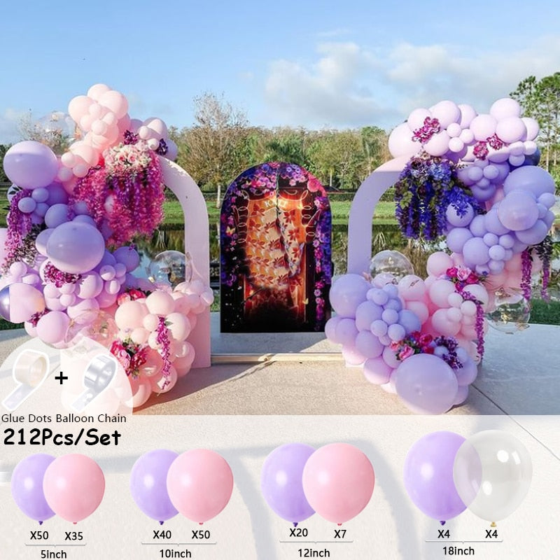 Pcs Balloons Arch Set Pink Purple Transparent Balloon Garland Wedding Birthday Party Baby Baptism Shower Decoration Inflatable Decorations