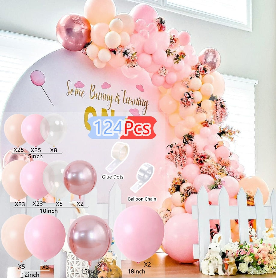 Balloons Arch Set Pink White Green Baloon Garland Baby Baptism Shower Balloon Kit Birthday Party Wedding Decoration 