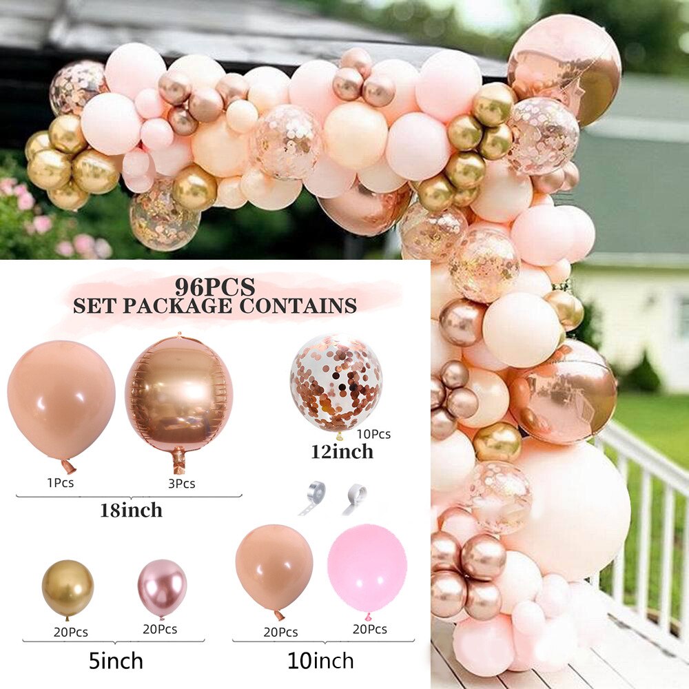 Pack Pink Balloon Kit Baby Girls Birthday Decorations DIY Latex Arch Garland Wedding Party First Decor Inflatable