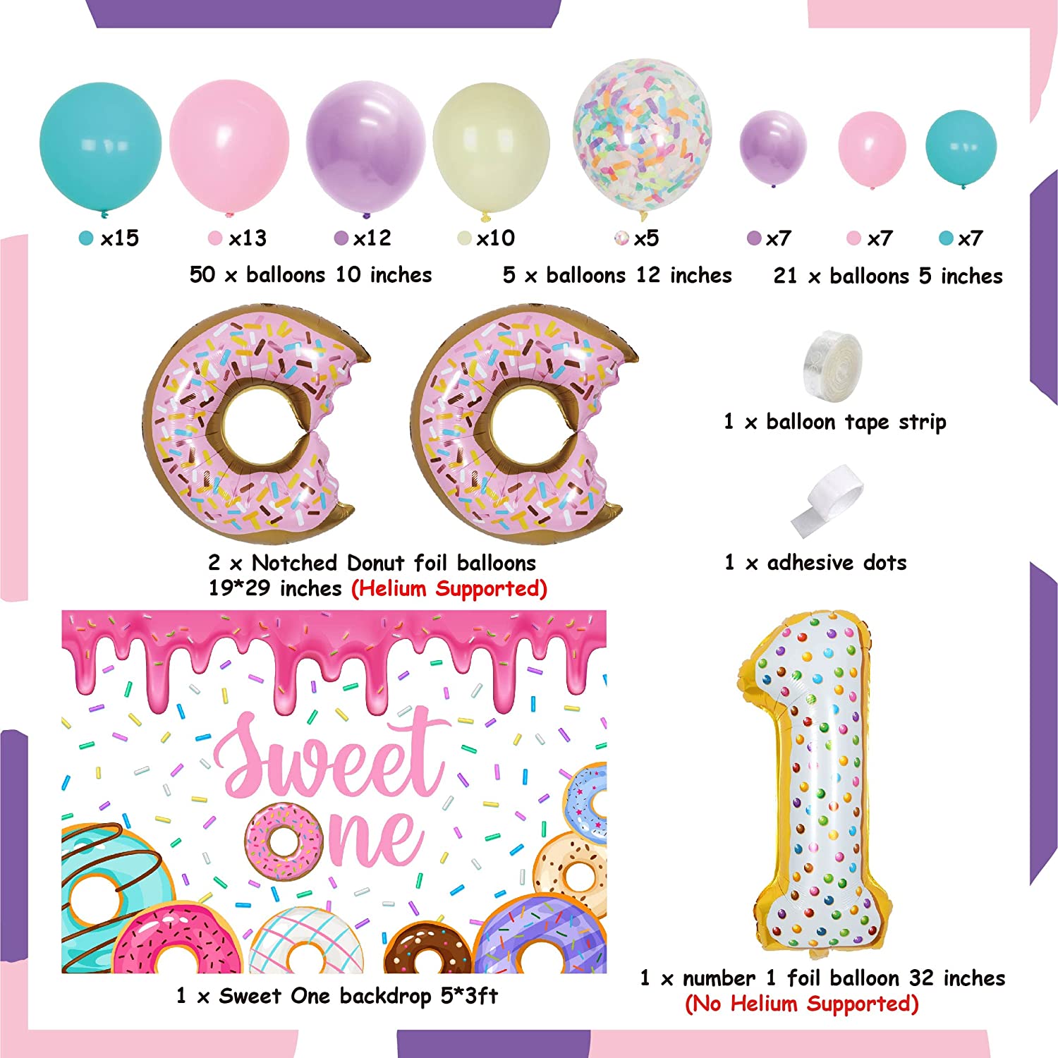 Donut st Birthday Party Decorations Macaron Balloon Garland Arch Kit Sweet One Backdrop Decor Supplies 