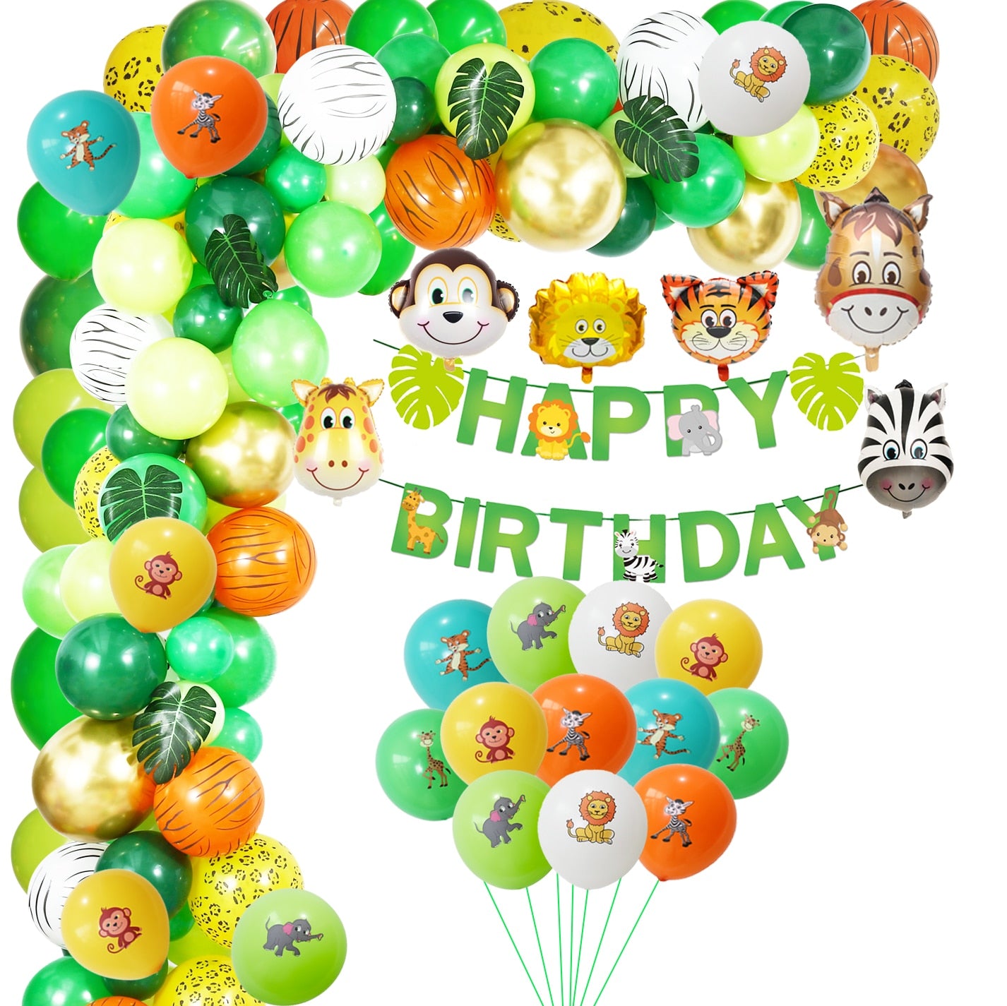 PC Wild Jungle Theme Party Supply Animal Balloon Garland Kit Baby Shower Birthday Forest Decorations Inflatable