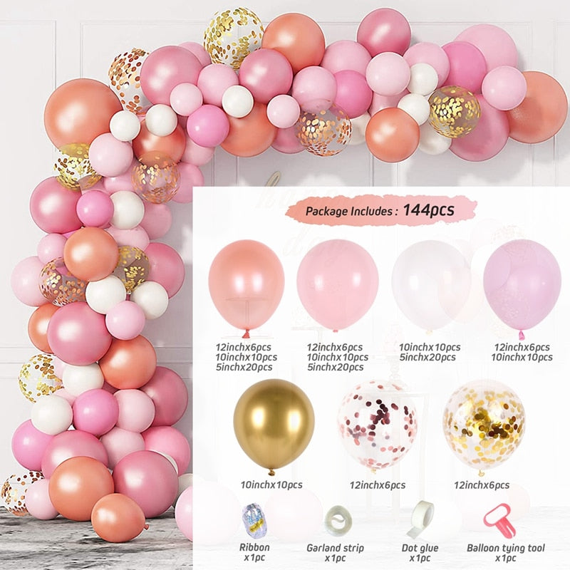 Macaron Balloon Garland Arch Kit Wedding Birthday Party Decoration Home Baby Shower Rose Gold Confetti Latex Balloons 