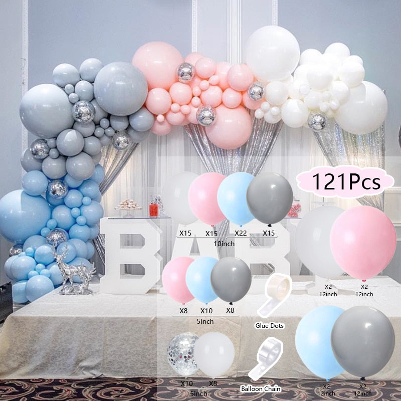 Balloon Arch Set Pink Blue White Confetti Garland Wedding Baby Baptism Shower Birthday Party Balloons Decoration Inflatable Decorations