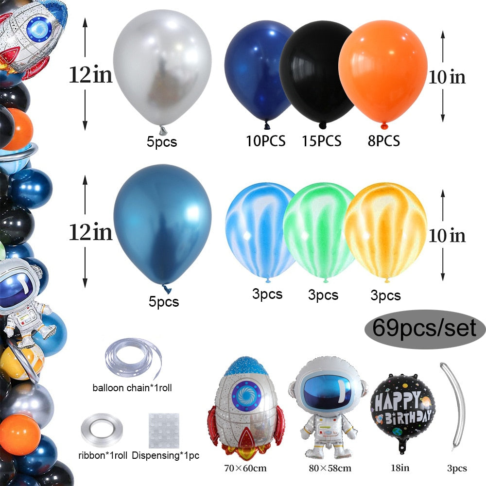 pcs Outer Space Balloons Garland Arch Kit Astronaut Rocket Foil Balloon Boy Birthday Party Decoration Baby Showe Globe Inflatable Decorations