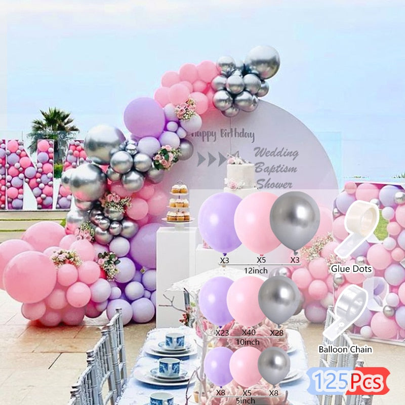 Balloons Arch Set Pink White Green Baloon Garland Baby Baptism Shower Balloon Kit Birthday Party Wedding Decoration 