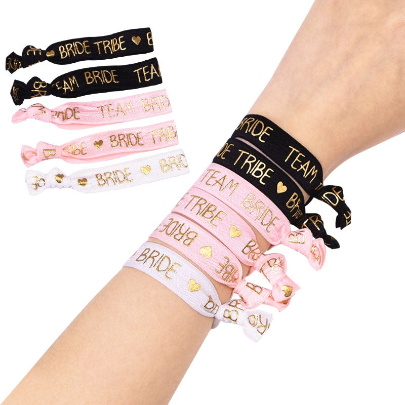 pcs Bachelorette Party Wristbands Team Bride Bracelet Decoration Hen Wedding Supplies Hair Ties 