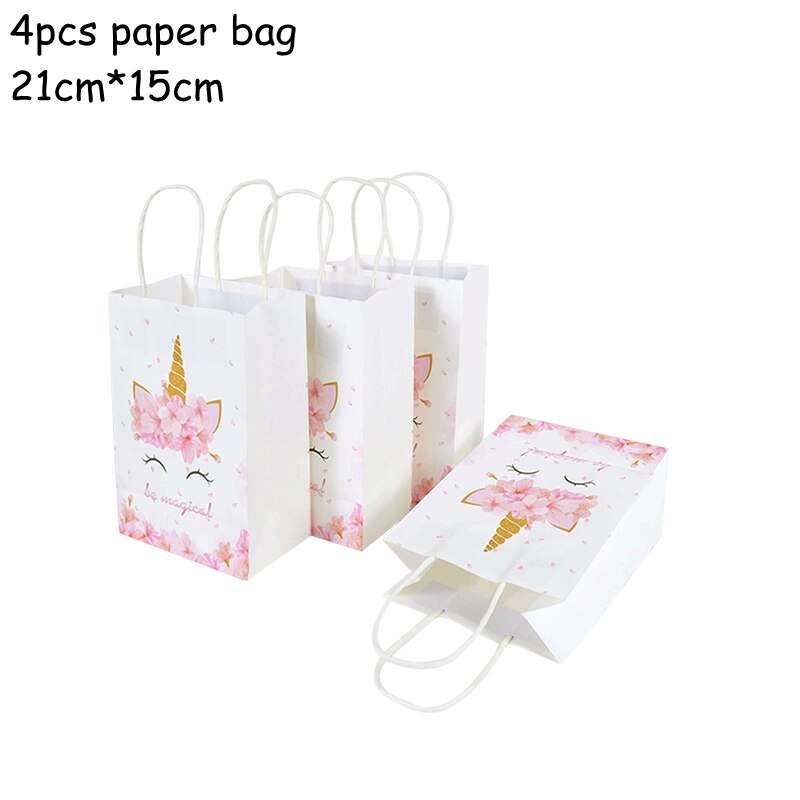 Unicorn Theme Party Paper Gift Bags Popcorn Cookie Candy Bag Box Kids Birthday Decoration Wedding Baby Shower Supplies 